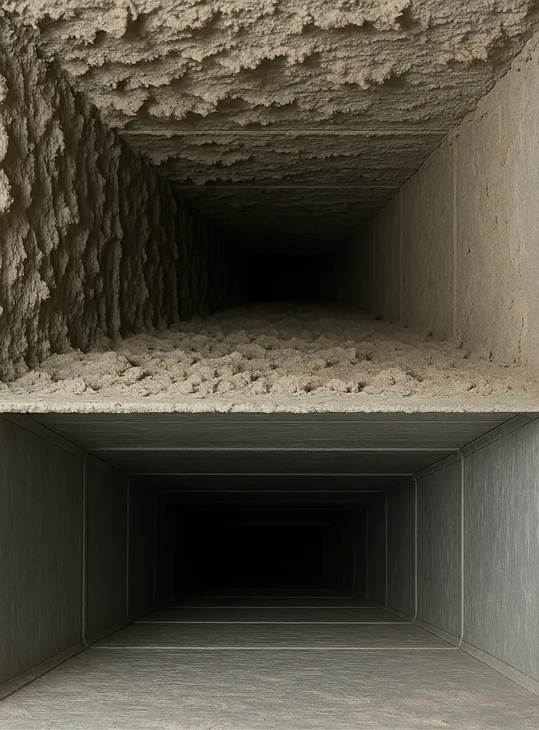 Before and after air duct cleaning in Telfair Texas home