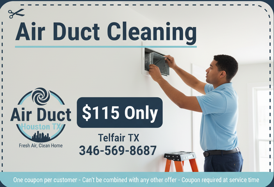   $115 only air duct cleaning coupon from Telfair TX Air Ducts Cleaning   for professional home vent service